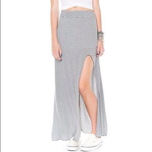 Black and White Maxi Skirt with Side-Slit